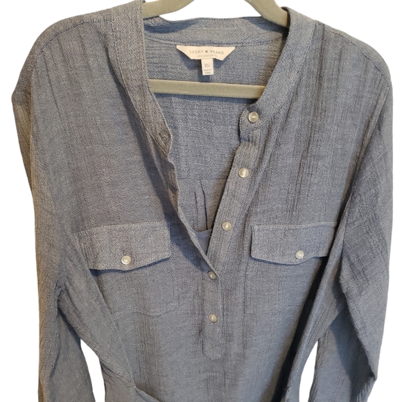 Lucky Brand Chambray Tie Waist Dress XS - Picture 4 of 9